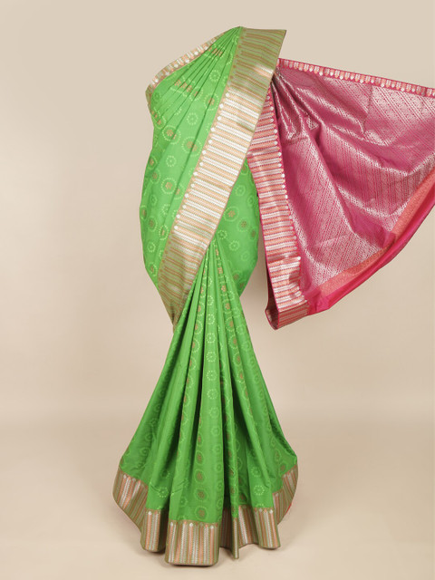 

Pothys Green & Pink Ethnic Motifs Zari Art Silk Saree