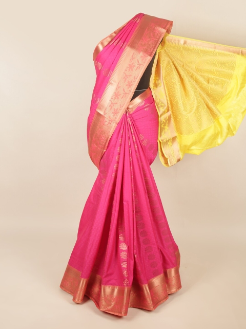 

Pothys Pink & Yellow Ethnic Motifs Zari Art Silk Saree