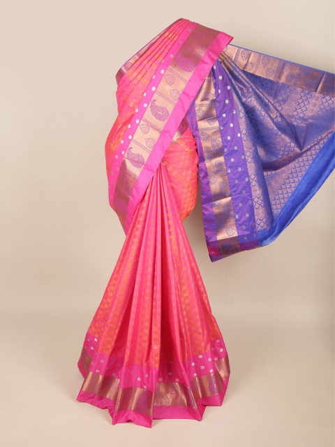 

Pothys Pink & Blue Ethnic Motifs Art Silk Saree