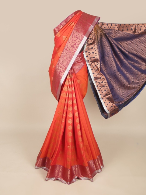 

Pothys Orange & Blue Woven Design Zari Art Silk Saree