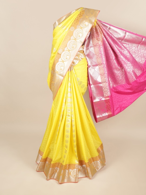 

Pothys Yellow & Pink Ethnic Motifs Zari Art Silk Saree