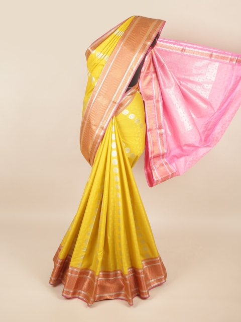 

Pothys Yellow & Pink Ethnic Motifs Zari Art Silk Saree