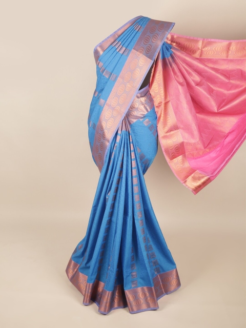 

Pothys Blue & Pink Ethnic Motifs Art Silk Saree