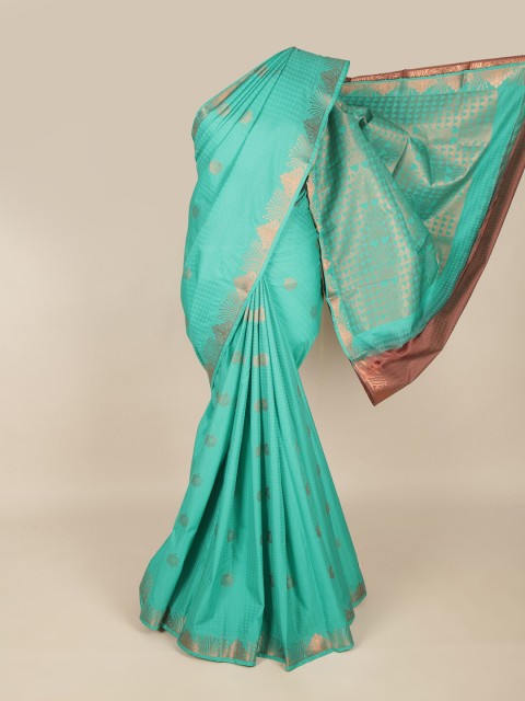 

Pothys Green & Rose Gold Floral Art Silk Saree