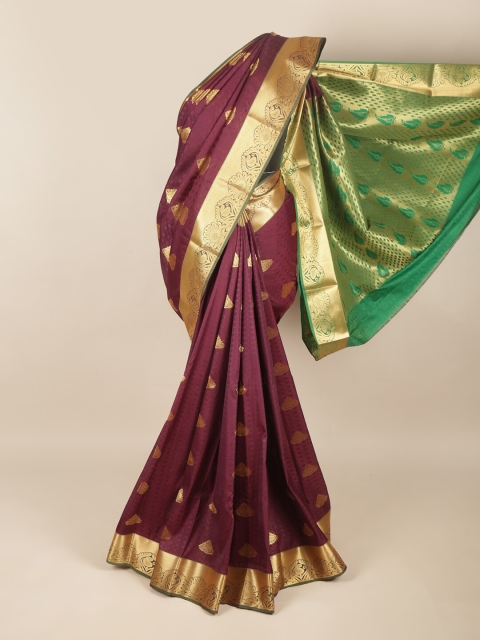 

Pothys Maroon & Green Ethnic Motifs Zari Art Silk Saree