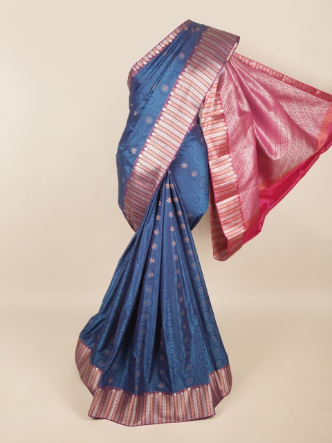 

Pothys Blue & Pink Floral Art Silk Saree