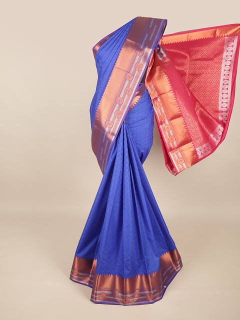 

Pothys Blue & Copper-Toned Woven Design Zari Art Silk Saree