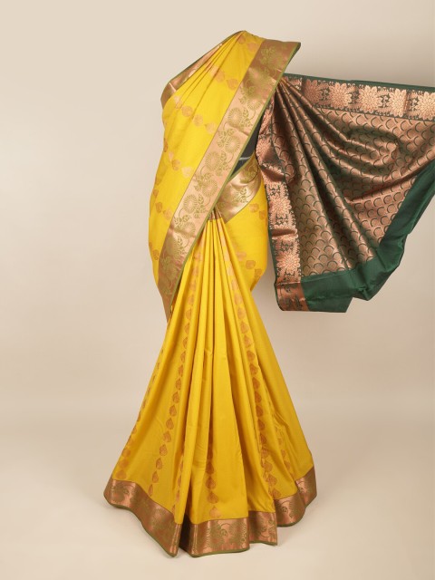 

Pothys Yellow & Green Floral Art Silk Saree
