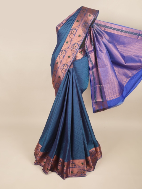 

Pothys Teal & Copper-Toned Ethnic Motifs Zari Art Silk Saree
