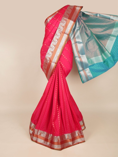 

Pothys Pink & Teal Ethnic Motifs Zari Art Silk Saree