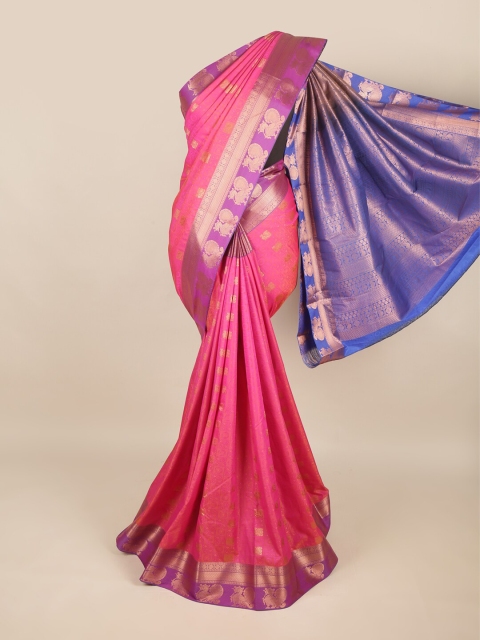 

Pothys Pink & Blue Ethnic Motifs Zari Art Silk Saree