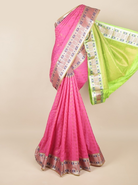 

Pothys Pink & Green Woven Design Zari Art Silk Saree