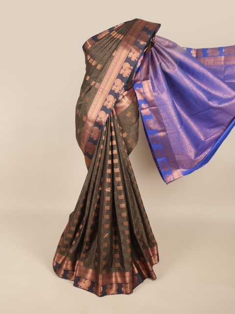 

Pothys Grey & Blue Floral Art Silk Saree