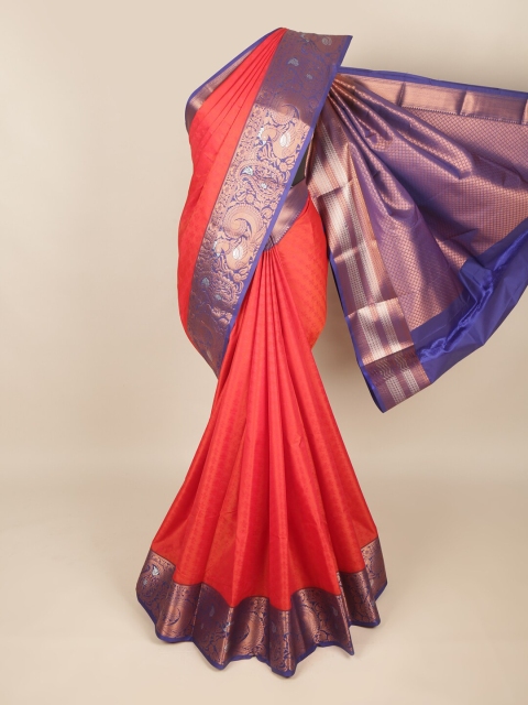

Pothys Red & Blue Floral Art Silk Saree