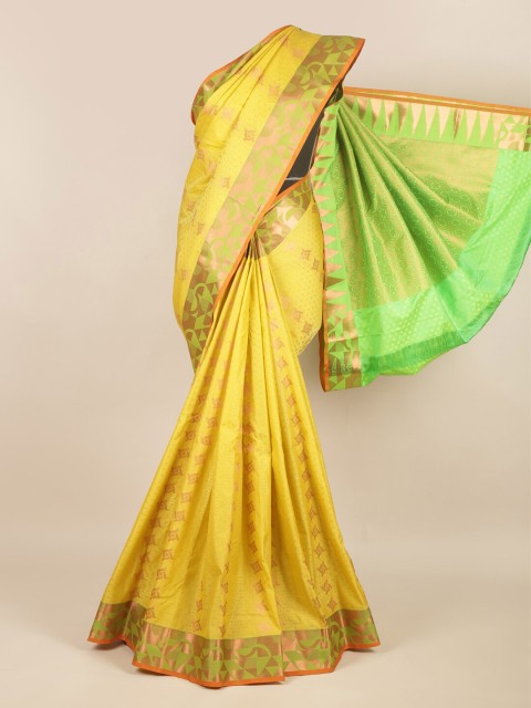 

Pothys Yellow & Green Ethnic Motifs Zari Art Silk Saree