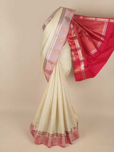 

Pothys White & Red Zari Art Silk Saree