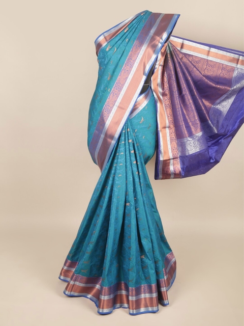 

Pothys Blue & Gold-Toned Woven Design Zari Art Silk Saree