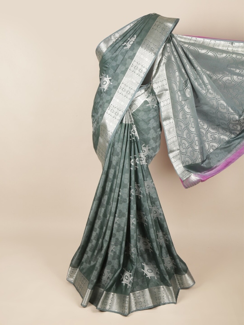 

Pothys Grey Ethnic Motifs Zari Art Silk Saree
