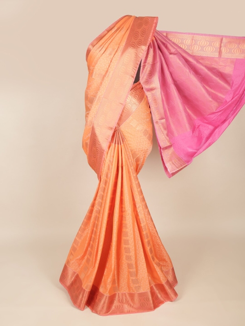 

Pothys Peach-Coloured & Pink Ethnic Motifs Art Silk Saree