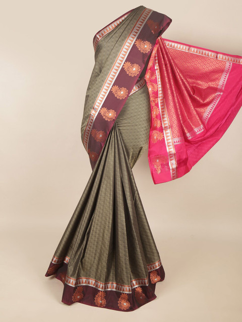 

Pothys Grey & Pink Ethnic Motifs Zari Art Silk Saree