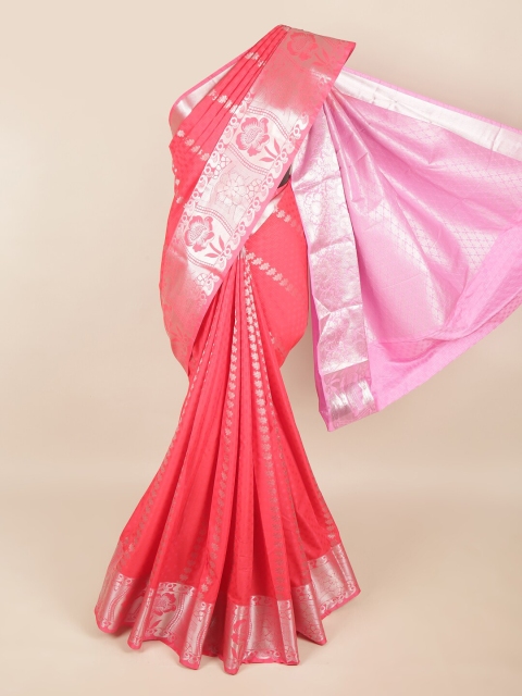 

Pothys Red & Pink Floral Zari Art Silk Saree