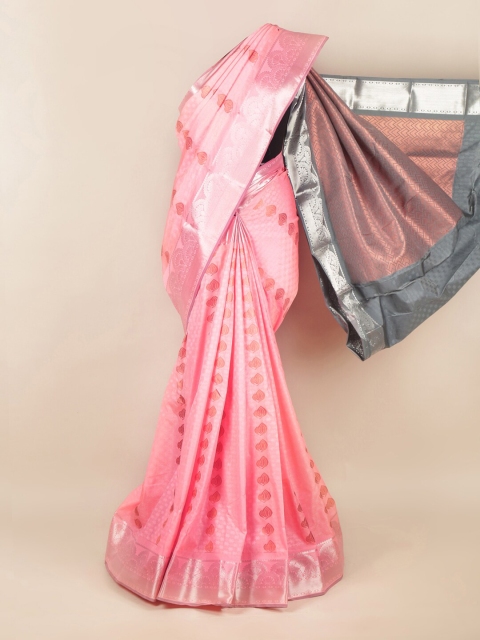 

Pothys Peach-Coloured & Grey Woven Design Zari Art Silk Saree