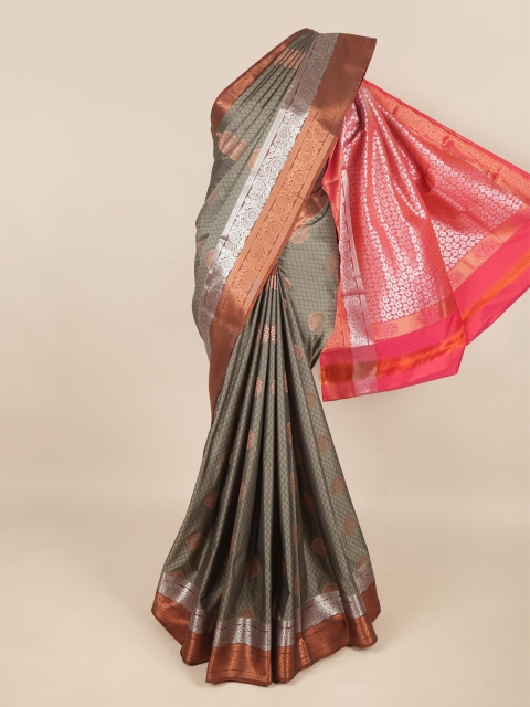 

Pothys Grey & Peach-Coloured Floral Art Silk Saree