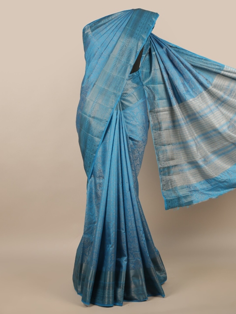 

Pothys Blue & Silver-Toned Woven Design Jute Silk Saree
