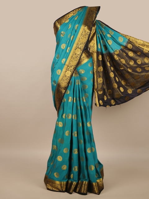 

Pothys Blue & Gold-Toned Ethnic Motifs Zari Saree