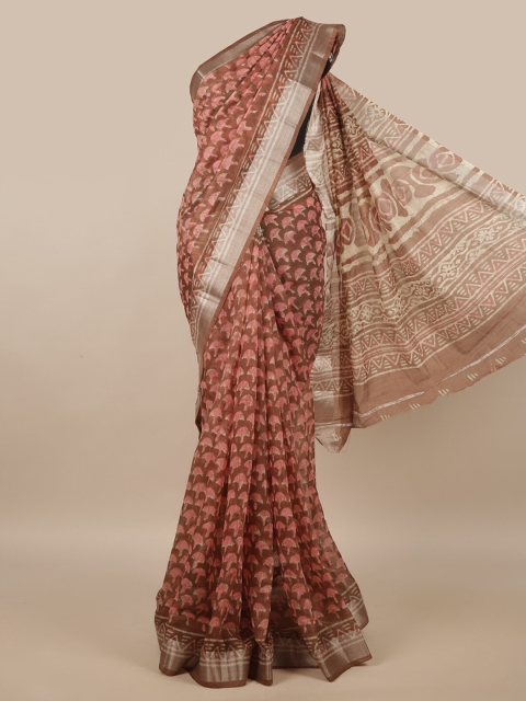 

Pothys Brown & Pink Ethnic Motifs Zari Saree