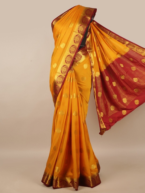 

Pothys Mustard & Maroon Woven Design Zari Saree