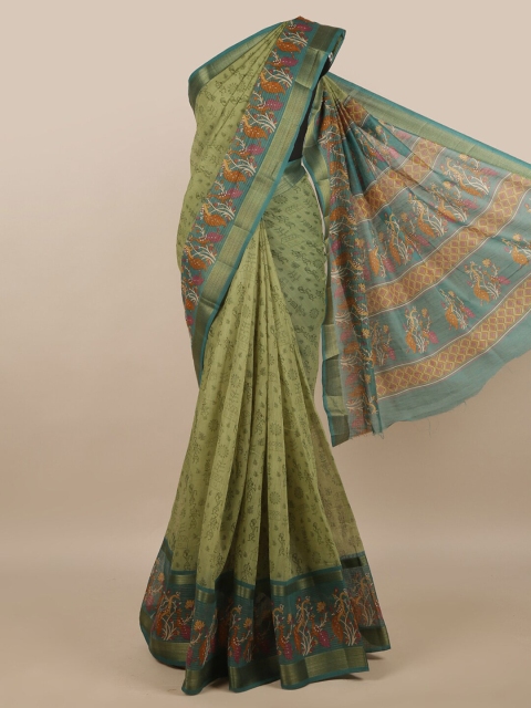 

Pothys Green & Blue Floral Saree