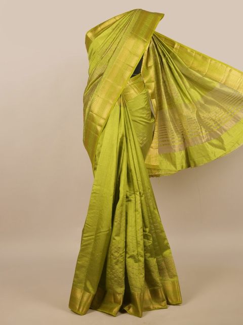 

Pothys Green & Gold-Coloured Embroidered Jute Silk Saree