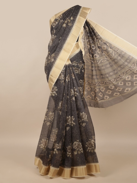 

Pothys Grey & White Floral Saree