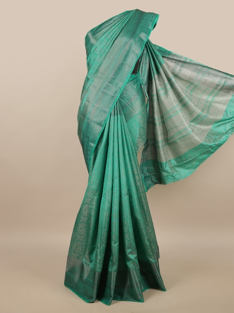 

Pothys Green & Silver-Toned Ethnic Motifs Zari Jute Silk Saree