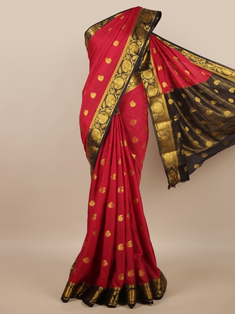 

Pothys Maroon & Black Ethnic Motifs Zari Saree