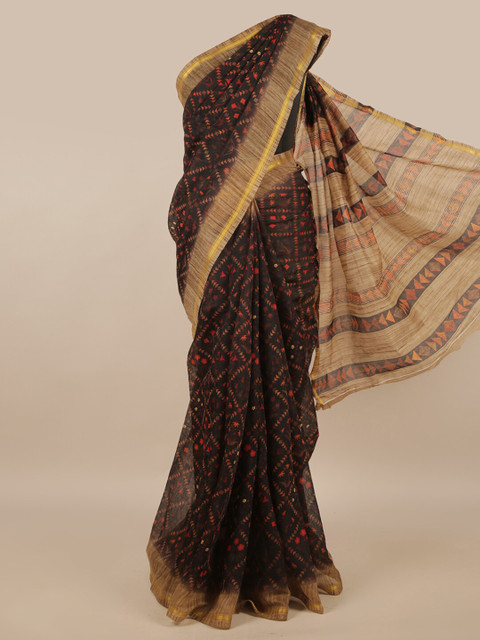

Pothys Black & Beige Ethnic Motifs Saree
