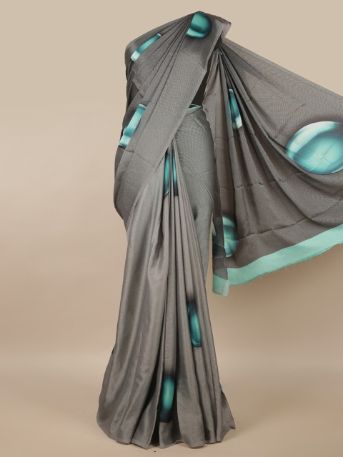 

Pothys Grey & Blue Printed Satin Saree