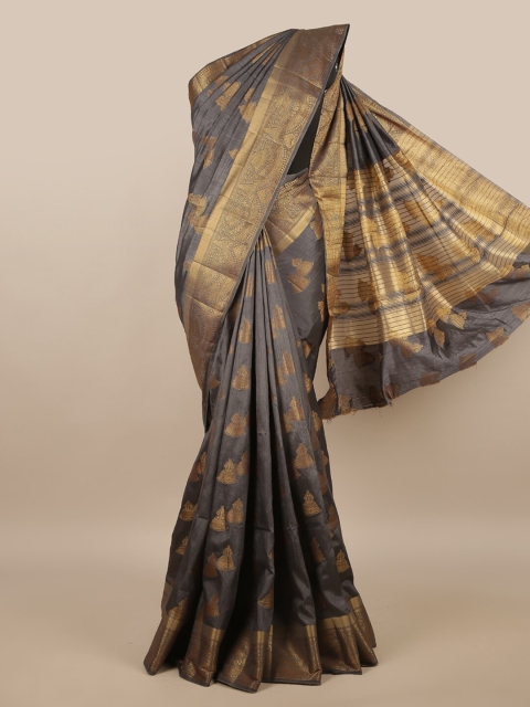 

Pothys Grey & Gold-Coloured Ethnic Motifs Zari Jute Silk Saree