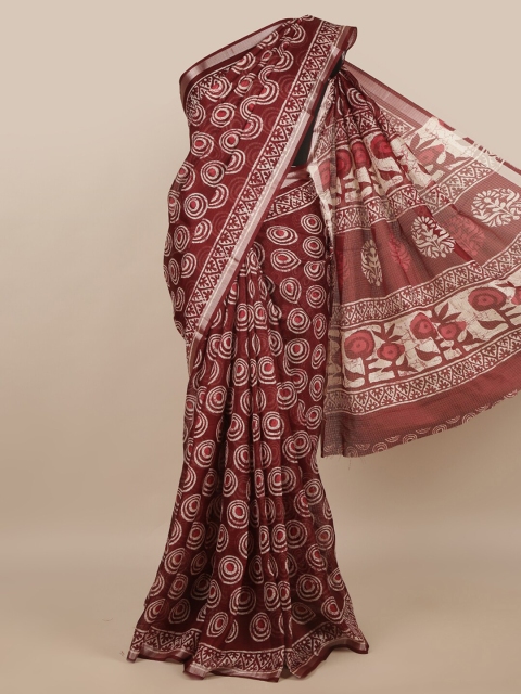 

Pothys Maroon & Beige Printed Saree