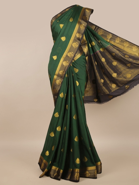 

Pothys Green & Gold-Toned Floral Zari Saree