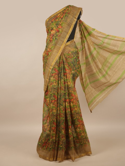 

Pothys Green & Red Floral Zari Saree