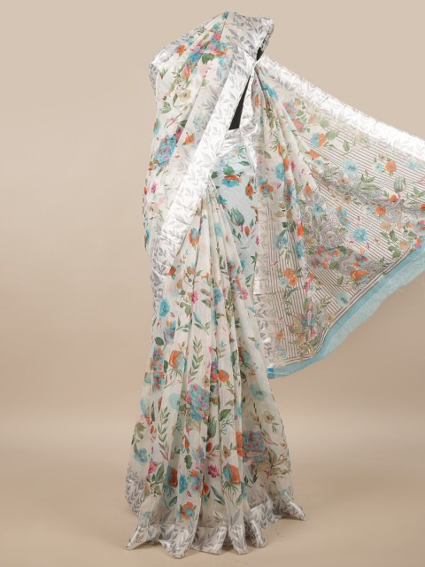 

Pothys White & Blue Floral Saree