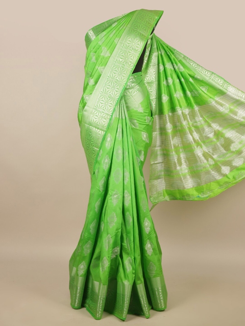 

Pothys Green & Silver Ethnic Motifs Jute Silk Saree