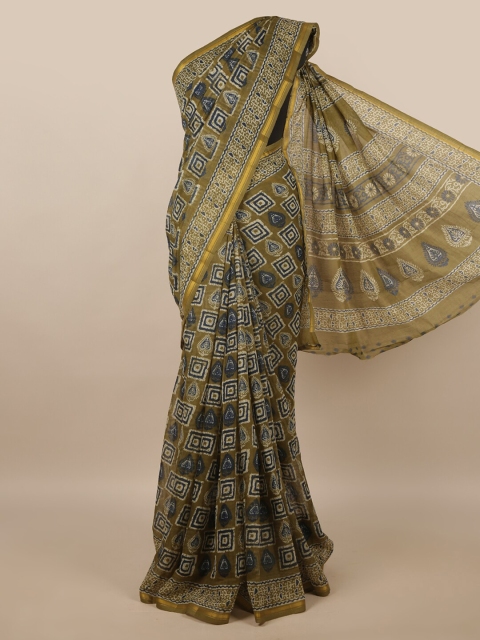 

Pothys Green & Navy Blue Cotton Blend Printed Saree