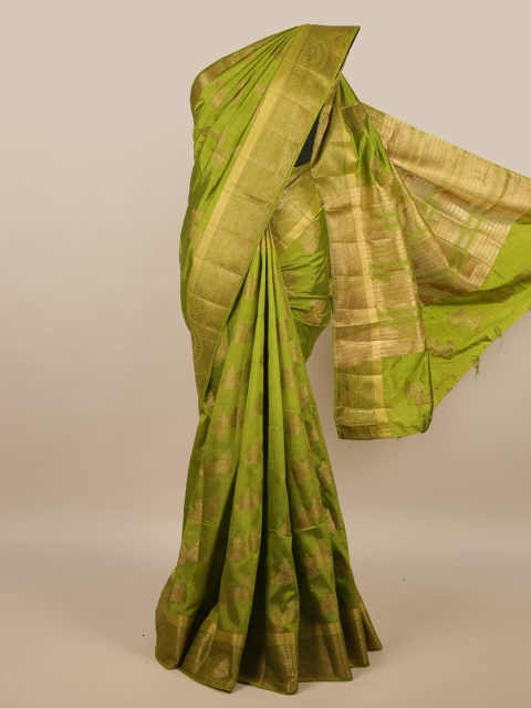 

Pothys Olive Green & Gold-Toned Ethnic Motifs Zari Jute Silk Saree