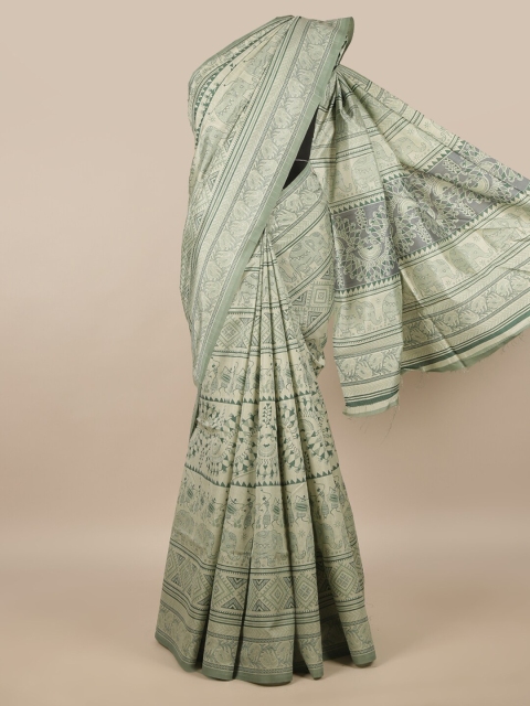 

Pothys Green & Grey Ethnic Motifs Saree