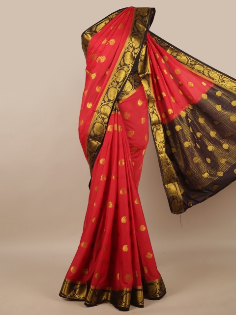 

Pothys Pink & Gold-Toned Paisley Zari Saree