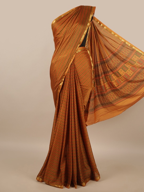 

Pothys Mustard & Red Floral Zari Satin Saree