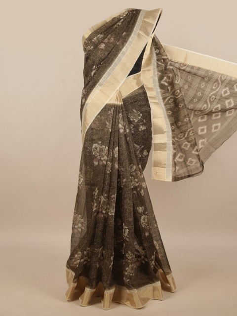 

Pothys Grey & White Floral Cotton Blend Saree